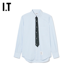 清爽通勤领带装 饰衬衣WL377M 衬衫 BROWNE男装 新款 条纹长袖 THOM