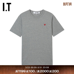 CDG GARCONS川久保玲情侣爱心logo缝饰短袖 PLAY des T恤 COMME