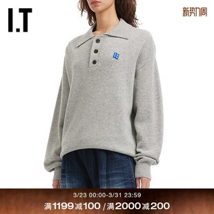 新款 polo领针织衫 error女装 简约气质纯色针织毛衣0102GR ADER