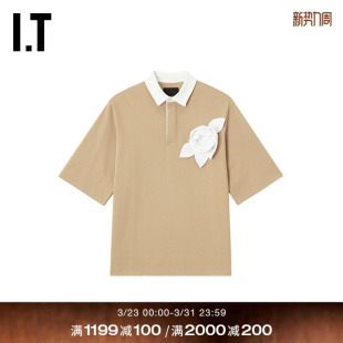 Simone 新款 Rocha男装 polo衫 廓形拼色上衣542262MQ 宽松短袖