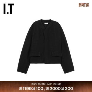 简约质感合身纯色呢子外套T240MQ 无领羊毛呢夹克新款 RIER男装