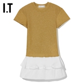 TOGA ARCHIVES女装 短袖 长上衣新款 优雅时髦褶饰拼接下摆H089XM