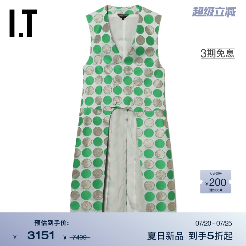 IT彩色波点长款马甲外搭