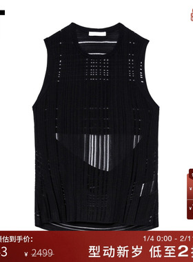 IT HELMUT LANG女装条纹微透背心新款挖剪露背无袖上衣4H0704XN