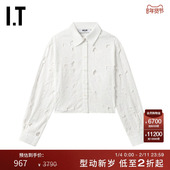 MSGM女装 合身长袖 衬衫 新款 时髦气质镂空刺绣翻领上衣E16277AO