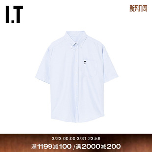 衬衫 翻领短袖 新款 简洁时尚 饰宽松衬衣823031 爱心logo装 AMI男装