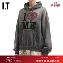 IT doublet男装磨白做旧连帽卫衣新款街潮酷感宽松连帽衫0CS400MP
