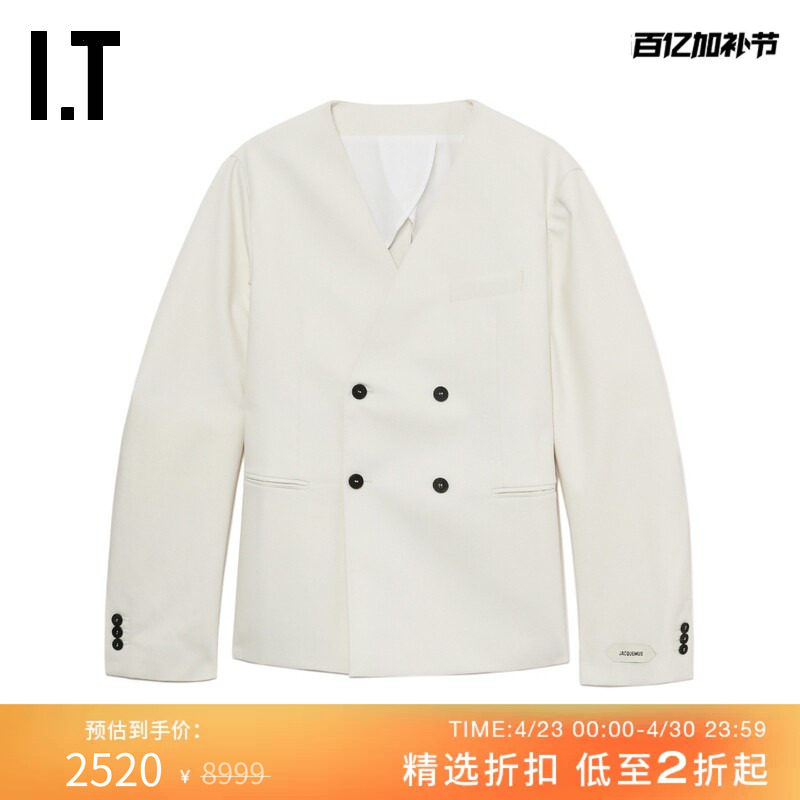 IT JACQUEMUS男装无领西装夹克新款质感型男双排扣西服外套631706