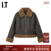 酷感时髦皮革感拉链外套 仿皮毛一体夹克新款 STAND STUDIO女装