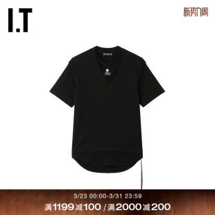 叠层短袖 JAPAN男装 T恤新款 时尚 潮流假两件拼接半袖 mastermind