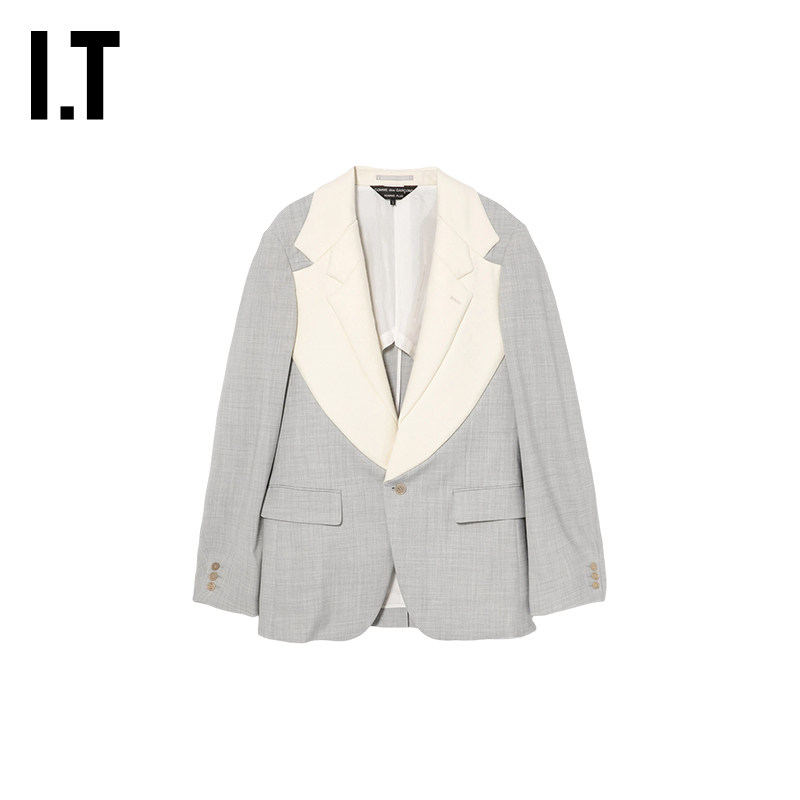 IT CDG COMME des GARCONS HOMME PLUS男装拼色拼接西装夹克外套