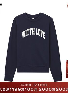 IT WITTH LOVE女装圆领卫衣新款简约休闲风logo装饰上衣G3006XWP