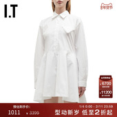 The 时尚 Garment女装 长袖 连衣裙新款 气质后背系结衬衫 裙短裙