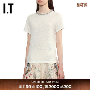 T恤新款 合身短袖 水钻领口缀饰微透内搭6700TCXQ ZIMMERMANN女装