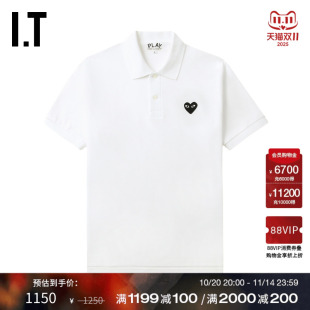 COMME des GARCONS川久保玲情侣款 polo衫 PLAY 纯色短袖 CDG