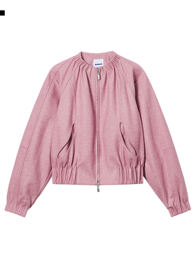 IT ADER error女装合身拉链毛呢夹克新款时髦气场收腰呢子短外套