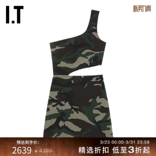 性感热辣不对称迷彩短裙R600ZZXM 单肩连衣裙新款 VETEMENTS女装