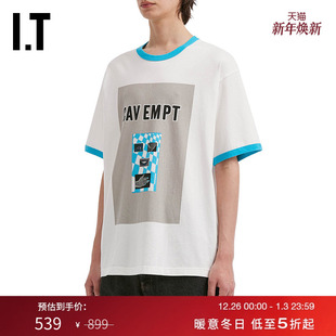 C.E男装 图案印花宽松半袖 撞色包边短袖 潮流个性 28T20MP T恤新款