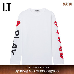 CDG GARCONS川久保玲情侣爱心徽标印花长袖 PLAY des T恤 COMME