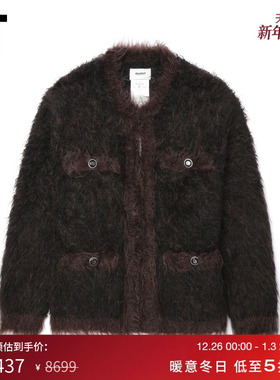 IT doublet男装长毛绒针织开衫新款时尚复古圆领毛毛外套5KN195MP