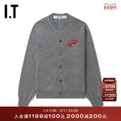 CDG GARCONS川久保玲情侣款 PLAY COMME des 圆领羊毛针织开衫