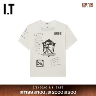 BODE男装 街潮手绘涂鸦印花半袖 圆领短袖 个性 6CS032MQ T恤新款