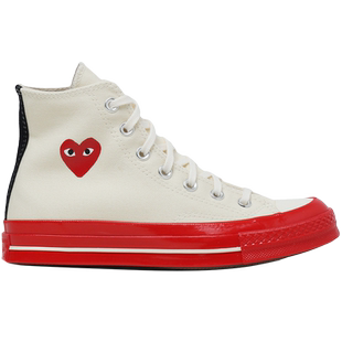 IT CDG PLAY COMME des GARÇONS川久保玲情侣款撞色高帮帆布鞋