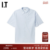 JIL 新款 SANDER男装 条纹短袖 衬衫 时尚 清爽翻领排扣上衣0106MM