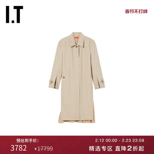 IT Commission女装中长款风衣大衣时髦摩登拼接长外套090701XI