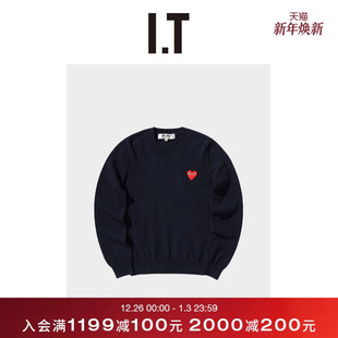 COMME PLAY des GARÇONS川久保玲女装 爱心缝饰 V领针织衫 CDG