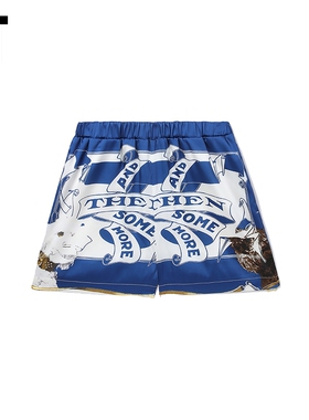 IT MSGM女装松紧腰短裤新款时尚靓丽满幅印花直筒休闲裤04667AL