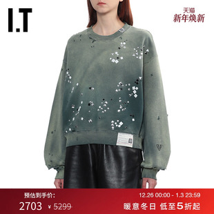 做旧圆领卫衣新款 Yasuhiro女装 磨白破洞上衣5PO553XP Mihara