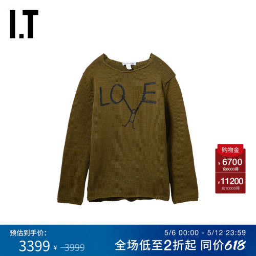 IT圆领针织衫文艺质感粗织毛衣