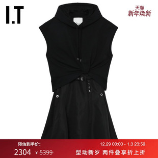 3.1 休闲时尚 Phillip 假两件连衣裙新款 拼接连帽中长裙 Lim女装