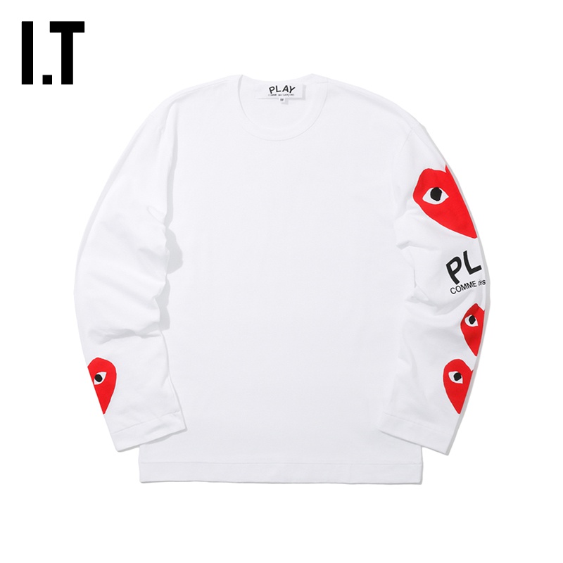 男装长袖t恤爱心印花logo饰