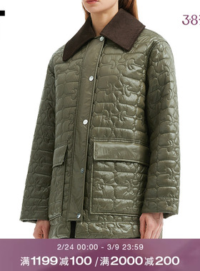 IT GANNI女装拼接翻领夹克新款复古质感宽松绗缝棉服外套A10178XQ