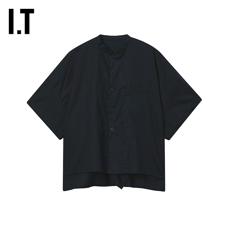 ITY's前短后长短袖衬衫