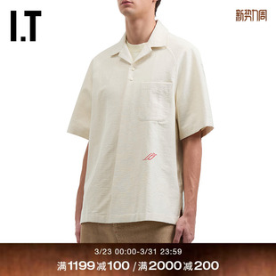 新款 衬衫 宽松短袖 复古文艺风翻领排扣上衣573731 JACQUEMUS男装