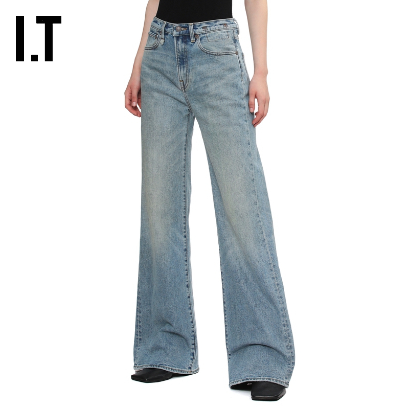 ITR13微喇牛仔裤阔腿裤