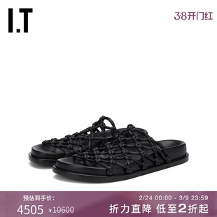 IT JIL SANDER女款渔网编织拖鞋新款随性度假风平底鞋凉鞋0008P