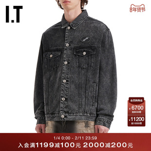 IT We11Done男装宽松牛仔夹克新款潮流街头风水洗外套017UWBMQ