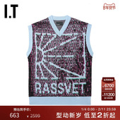 V领针织背心新款 RASSVET男装 复古时髦logo拼色毛背心14N005MM