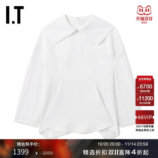 上衣新款 大翻领长袖 复古气质褶饰收腰纯色上衣 日本ENFÖLD女装