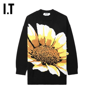 MSGM女装 个性 宽松圆领针织衫 时尚 花朵图案花毛衣M20281AM 新款