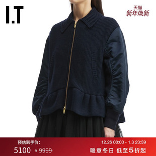 时髦气质针织拼接拉链外套 翻领夹克新款 UNDERCOVER高桥盾女装