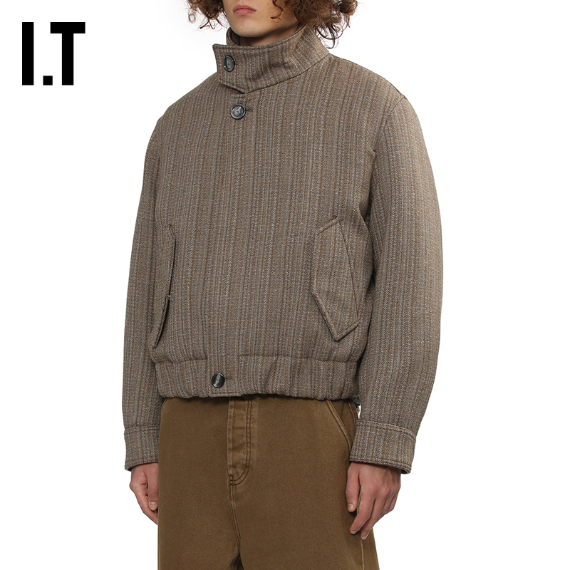 ITAMI立领拉链毛呢夹克