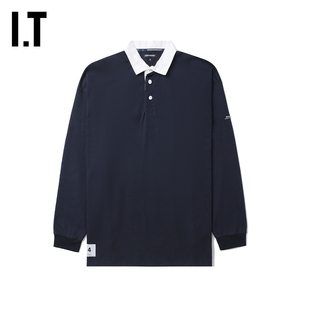 IT DESCENDANT男装长袖polo衫新品运动风宽松落肩翻领上衣TCS12MK