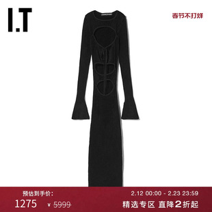 IT ANDREA ADAMO女装针织连衣裙时髦性感挖剪系带紧身中长裙R1077
