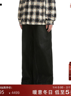 IT JUUN.J男装阔腿裤牛仔裤新款复古街潮宽松水洗长裤921PD2MP