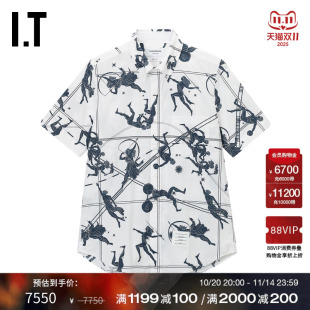 短袖 衬衫 新款 个性 BROWNE男装 时尚 满幅图案花衬衣MWS239PO THOM